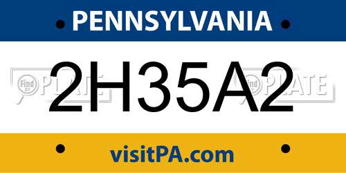 2H35A2 Pennsylvania License Plate