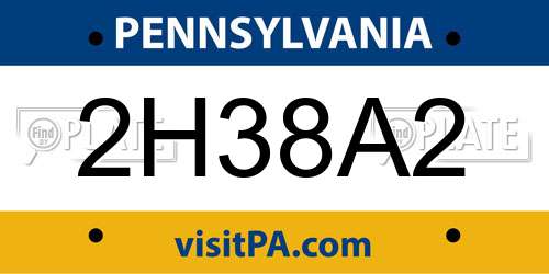 2H38A2 Pennsylvania License Plate