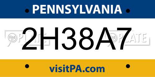 2H38A7 Pennsylvania License Plate