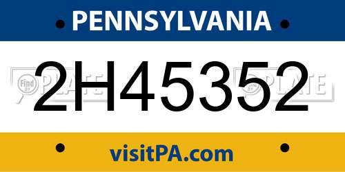 2H45352 Pennsylvania License Plate