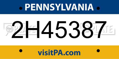 2H45387 Pennsylvania License Plate