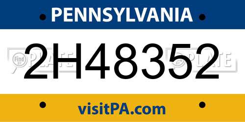 2H48352 Pennsylvania License Plate