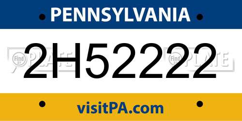 2H52222 Pennsylvania License Plate