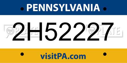 2H52227 Pennsylvania License Plate