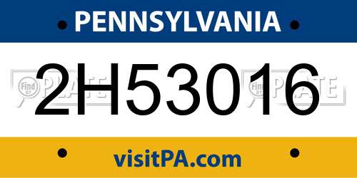 2H53016 Pennsylvania License Plate
