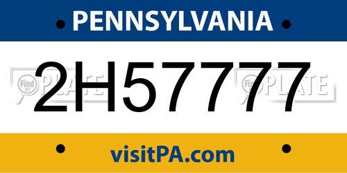 2H57777 Pennsylvania License Plate