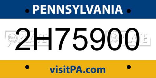 2H75900 Pennsylvania License Plate