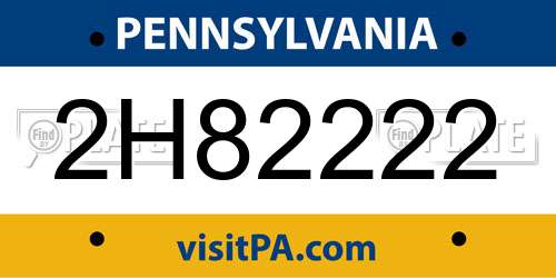 2H82222 Pennsylvania License Plate