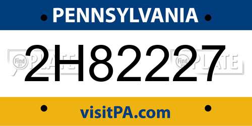 2H82227 Pennsylvania License Plate