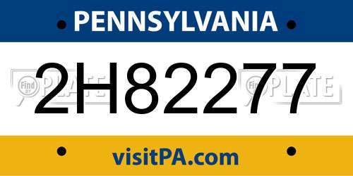 2H82277 Pennsylvania License Plate