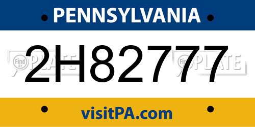 2H82777 Pennsylvania License Plate