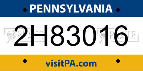 2H83016 Pennsylvania License Plate