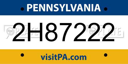 2H87222 Pennsylvania License Plate
