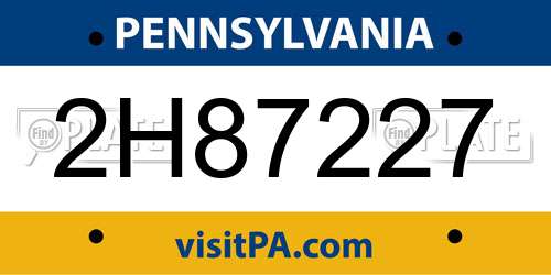 2H87227 Pennsylvania License Plate