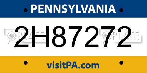 2H87272 Pennsylvania License Plate