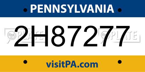 2H87277 Pennsylvania License Plate