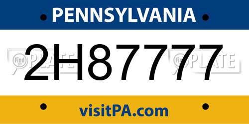 2H87777 Pennsylvania License Plate