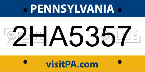 2HA5357 Pennsylvania License Plate