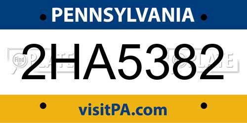 2HA5382 Pennsylvania License Plate
