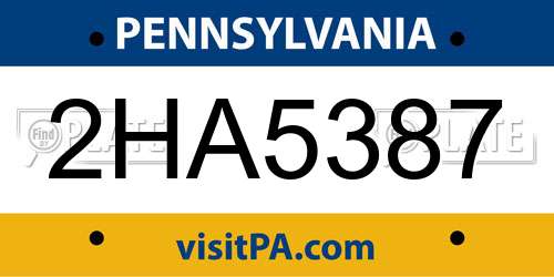 2HA5387 Pennsylvania License Plate