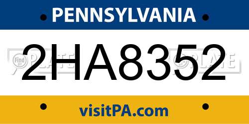 2HA8352 Pennsylvania License Plate
