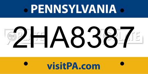 2HA8387 Pennsylvania License Plate
