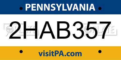 2HAB357 Pennsylvania License Plate