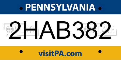 2HAB382 Pennsylvania License Plate