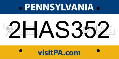 2HAS352 Pennsylvania License Plate