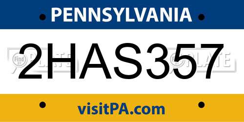 2HAS357 Pennsylvania License Plate