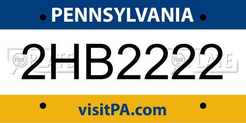 2HB2222 Pennsylvania License Plate