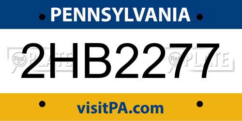 2HB2277 Pennsylvania License Plate