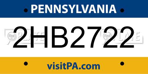 2HB2722 Pennsylvania License Plate