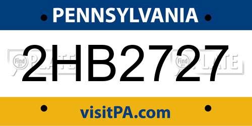 2HB2727 Pennsylvania License Plate