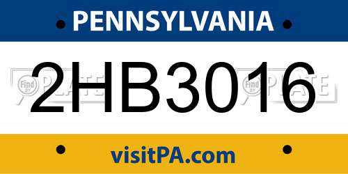 2HB3016 Pennsylvania License Plate