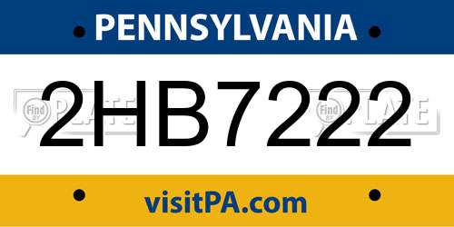 2HB7222 Pennsylvania License Plate
