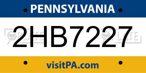 2HB7227 Pennsylvania License Plate