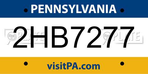2HB7277 Pennsylvania License Plate