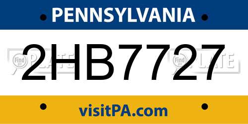 2HB7727 Pennsylvania License Plate