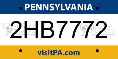 2HB7772 Pennsylvania License Plate