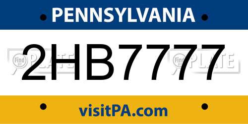 2HB7777 Pennsylvania License Plate
