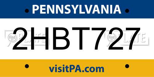 2HBT727 Pennsylvania License Plate