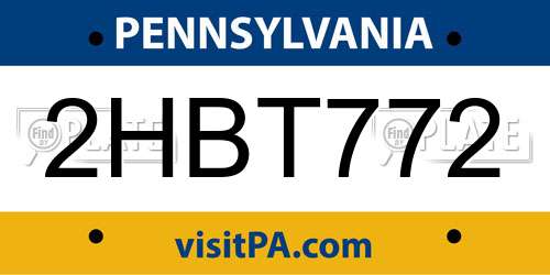 2HBT772 Pennsylvania License Plate