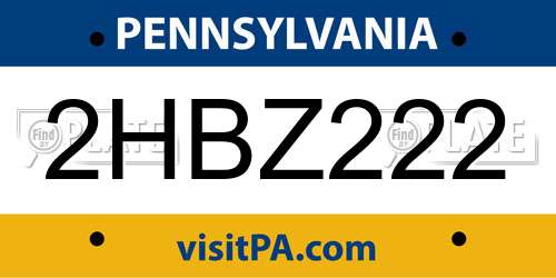 2HBZ222 Pennsylvania License Plate