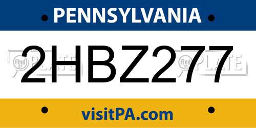 2HBZ277 Pennsylvania License Plate