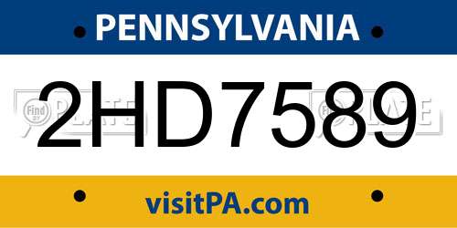 2HD7589 Pennsylvania License Plate