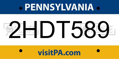 2HDT589 Pennsylvania License Plate