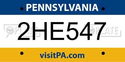 2HE547 Pennsylvania License Plate