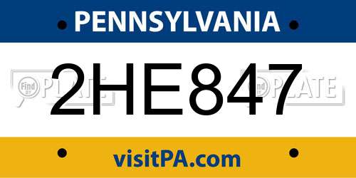 2HE847 Pennsylvania License Plate