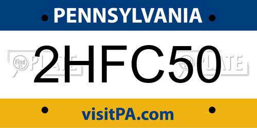 2HFC50 Pennsylvania License Plate